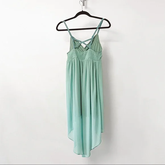 *NWT* Esley Spring Dance Easter Brunch High Low Open Back Cocktail Dress Green - Picture 2 of 8